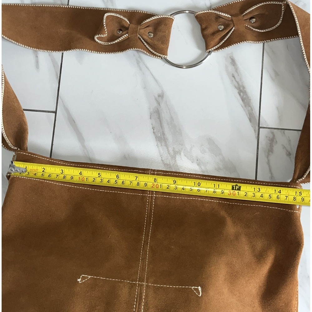 Handmade Suede Leather Wide Strap Crossbody Bag Brown Slouchy Artisan Boho UK - Picture 15 of 16